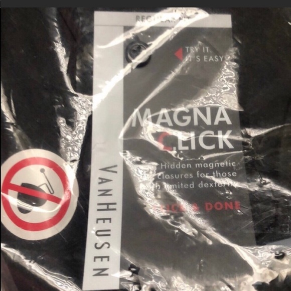 New VanHeusen Black Long Sleeve Regular Fit Magna Click Button Shirt Sz 2X - Picture 6 of 6